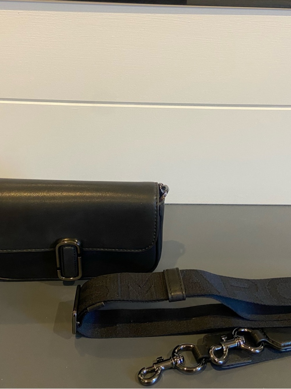 Marc Jacobs Black Leather Shoulder Bag with Detachable Strap